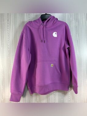 Carhartt Clarksburg Logo‎ Hoodie Cherry Blossom Women’s Sz M Relaxed Fit